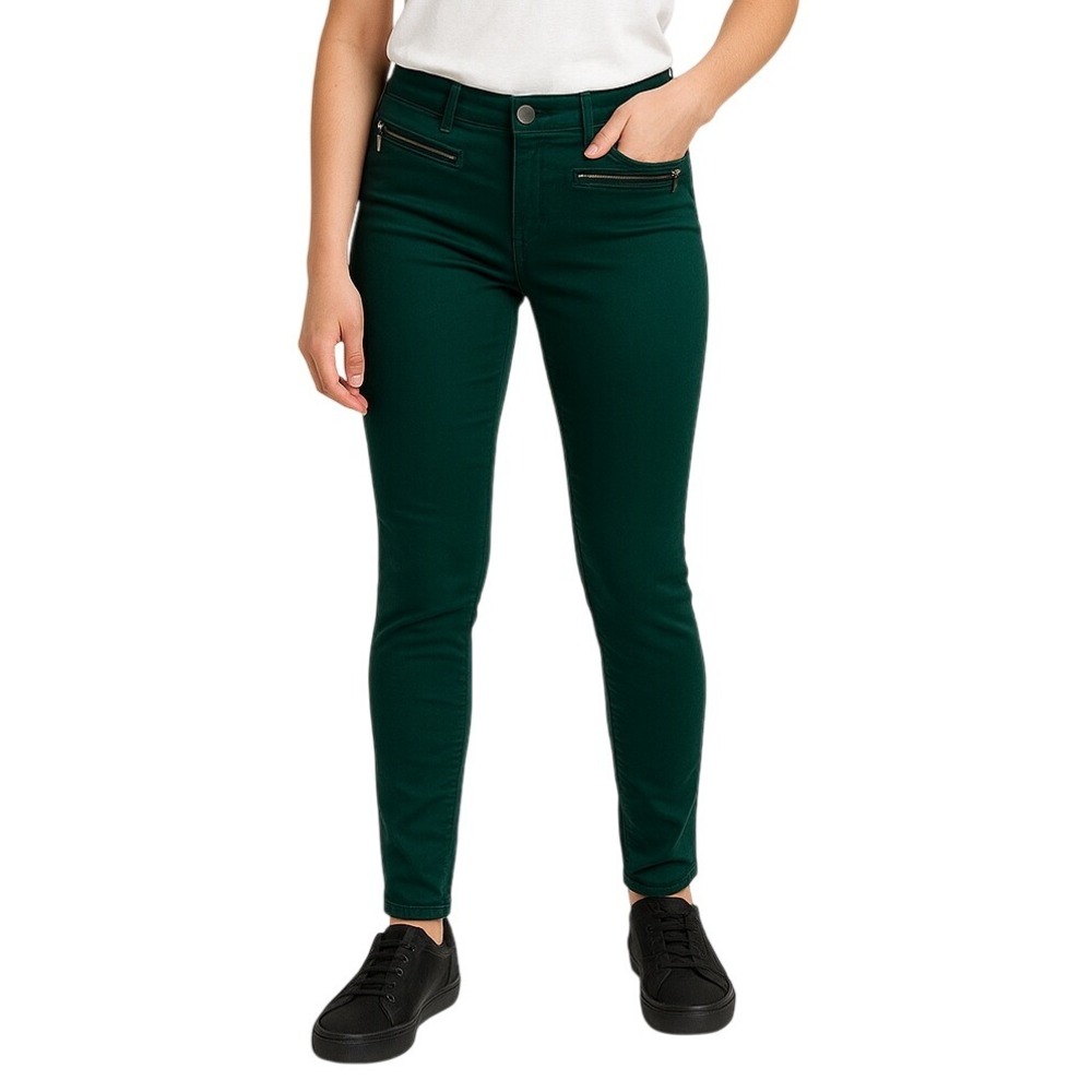 Tinseltown Pants Jeans‎ Juniors 1 Green Skinny Pockets Button Zip Moto Stretch
